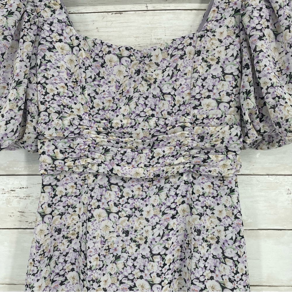 ASTR the label‎ Micalela Floral Puff Sleeve Asymmetrical Midi Dress Size XS - Picture 8 of 16
